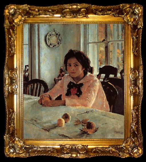 framed  Valentin Aleksandrovich Serov Girl With Peaches, ta009-2